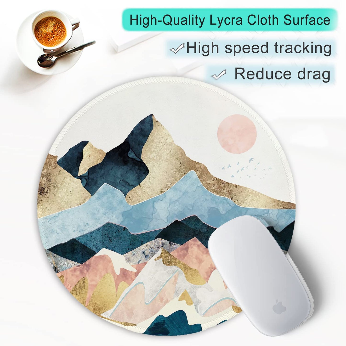 ITNRSIIET Round Mouse Pad with Stitched Edge Premium-Textured Waterproof Non-Slip Rubber Base Desktop Protection Mat Diameter 8.7 inches, Sunrise