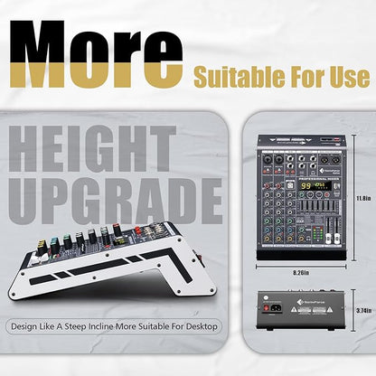 Professional Audio Mixer 4 Channel Sound Board Console System 99 DSP DJ Mixer 48V Phantom for Karaoke DJ Studio Streaming Recording