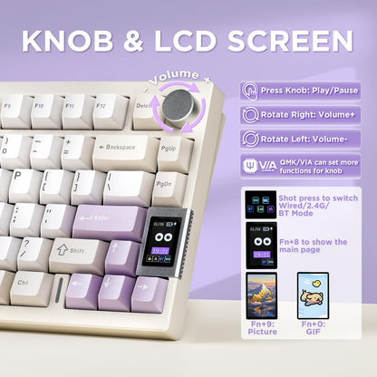 YUNZII AL80 75% Wireless Aluminum Mechanical Keyboard(Beige, Gateron Zero)