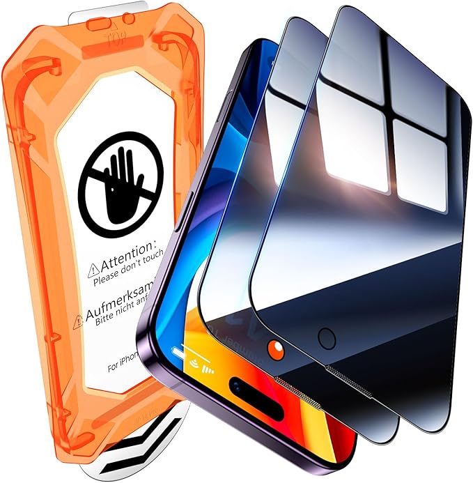 UniqueMe 2 Packs for iPhone 16 Pro Privacy Screen Protector