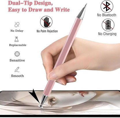 3 in 1 Universal Stylus Pen for Touchscreen,High Sensitivity & Precision Capacitive Stylus Pen for iPad Suitable for All Touch Screens of iPhone/iPad/Android/Samsung Galaxy/Tablets-Pink