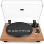 Turntable Vinyl Record Player Support Bluetooth Output Phono/Line Switch Pitch Control with Pre-Installed Counterweight & Magnetic Cartridge, Belt Drive 2 Speed