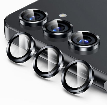 Korecase for Galaxy S25 Camera Lens Protector, 9H Tempered Glass Anti Scratch Camera Screen Protector Shockproof Film Shcokproof Metal Ring Lens Protecor for Galaxy S25,Black
