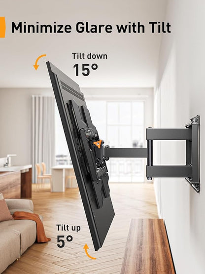 Perlegear UL Listed Full Motion TV Wall Mount for 42-90" TVs up to 132lbs