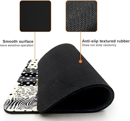 Mouse Pad, Cute Black Polka Dot Lattice Mouse Pads for Desk, 9.5" x 7.9" Non-Slip Rubber Base Computer Mousepad with Women, Portable Square Design for Wireless Mouse and Pad Laptop Office & Travel