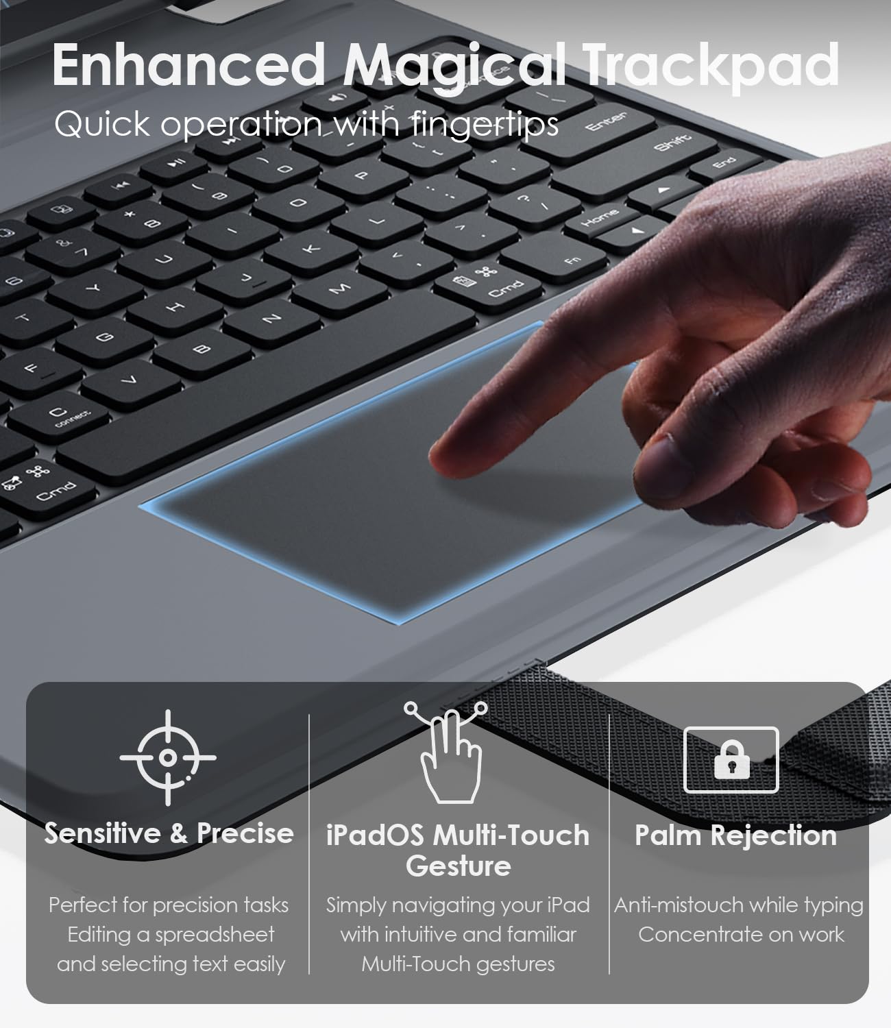 Nillkin Carry Go Keyboard Case for iPad Pro 13 inch (M5, 2025/M4,2024) with Handle, Rugged Case with Detachable Keyboard for iPad Pro 13", Magic Trackpad, 7 Colors Backlit, Portrait/Landscape, Black