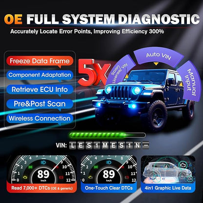 Autel Scanner MaxiCOM MK900BT, 2025 MK900-BT V2.0 Bidirectional Diagnostic Tool, 8in Up of MK900 MX900 MK808S MK808BT MX808S MK808Z, 3000+ Active Tests, 40+ Service, CAN-FD&DOIP, All System, FCA 11 OS