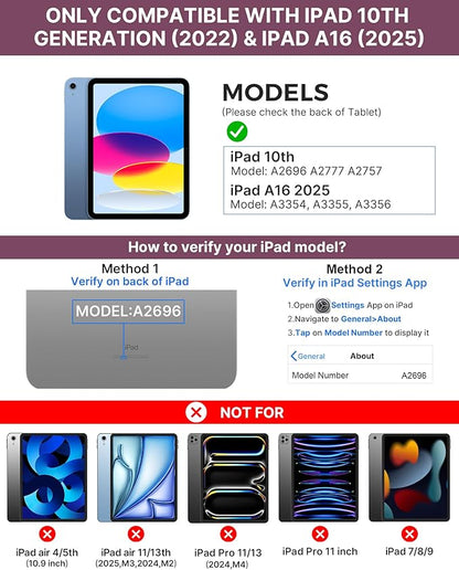 typecase Touch iPad 10th Generation Case with Keyboard (10.9", 2022), Multi-Touch Trackpad, 10 Color Backlight, 360° Rotatable, Thin & Light for Apple iPad 10th Gen 10.9 (Raspberry)