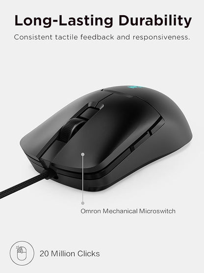 Lenovo Legion M300s RGB Wired Gaming Mouse - 8,000 DPI Adjustable Sensor, 6 Programmable Buttons & 20-Million Clicks Durability with Optimized Comfort (Black)
