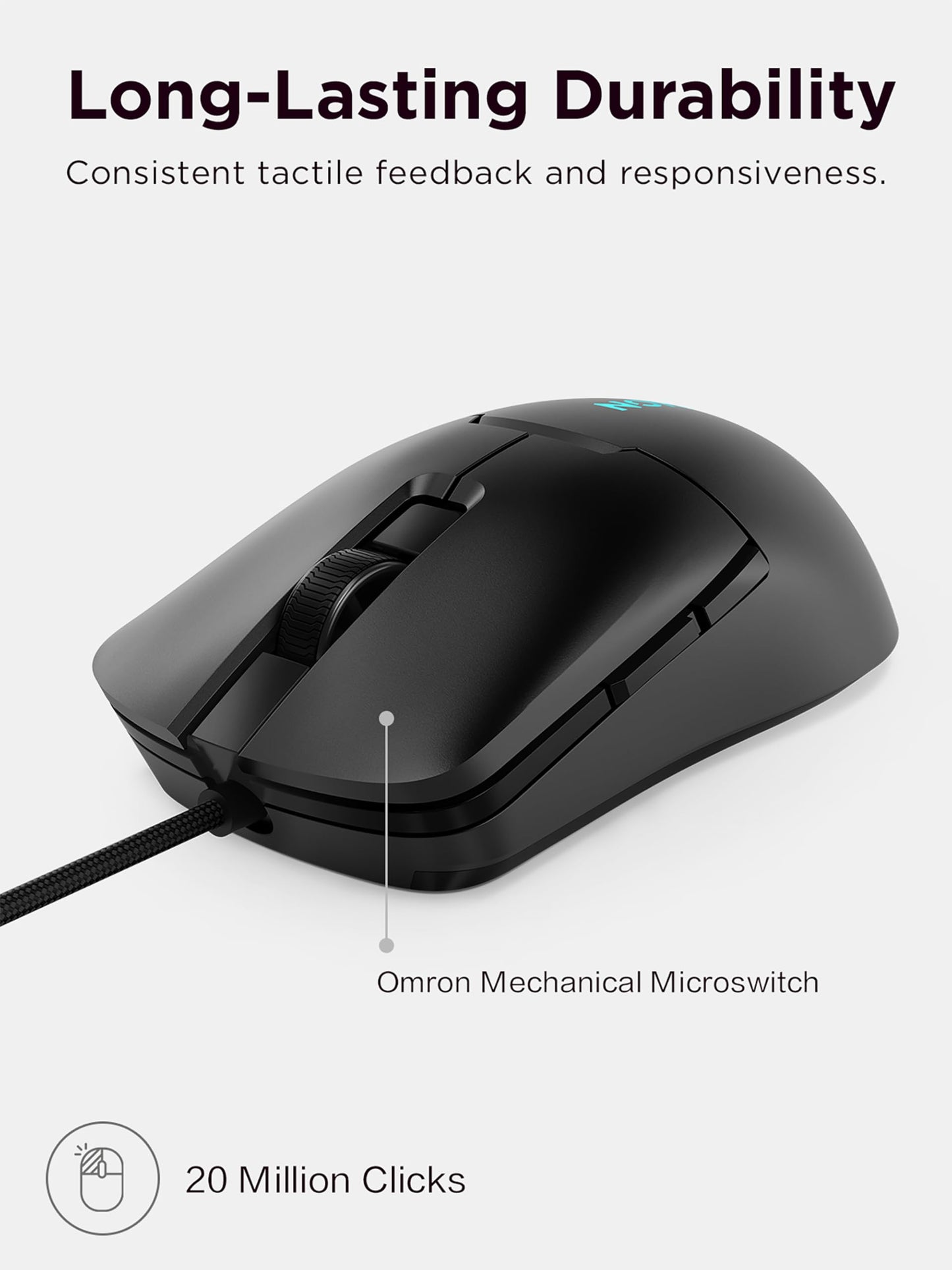 Lenovo Legion M300s RGB Wired Gaming Mouse - 8,000 DPI Adjustable Sensor, 6 Programmable Buttons & 20-Million Clicks Durability with Optimized Comfort (Black)
