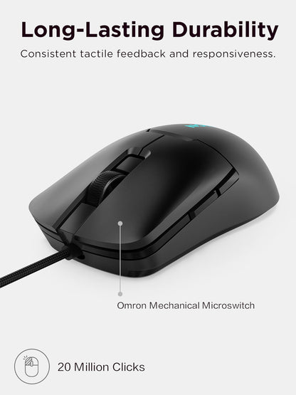 Lenovo Legion M300s RGB Wired Gaming Mouse - 8,000 DPI Adjustable Sensor, 6 Programmable Buttons & 20-Million Clicks Durability with Optimized Comfort (Black)