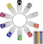 FEBNISCTE 16GB Flash Drive, Jump Drive 10 Pack, Memoria USB 2.0 Multi-Coloured, USB Thumb Drive 16gb Swivel mit 10 Cords Jump Drive with LED Light for Data Storage/Transfer