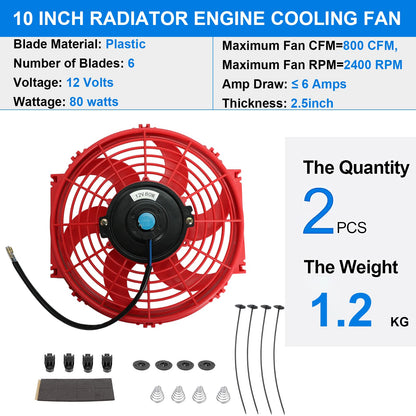 FSBCGT 2PCS 10 inch Slim Fan Push Pull Electric Radiator Cooling Fan