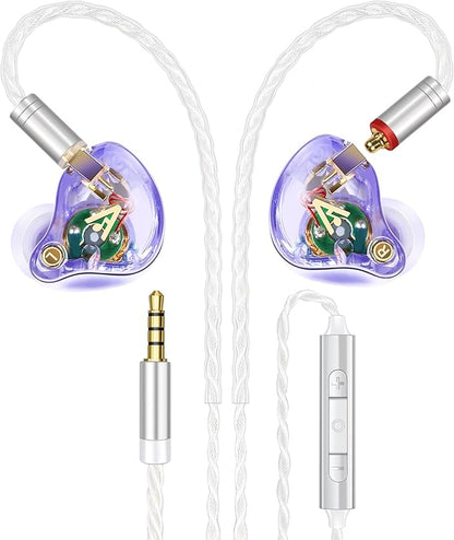 Vibes 202M Wired Earbuds - HiFi in Ear Monitor Headphones - Noise-Isolating Ear Buds w/ Mic - Clear Sound, Deep Bass & Comfort-Fit Gaming Earphones - MMCX to 3.5mm & Silver Plated Cord, Carrying Case