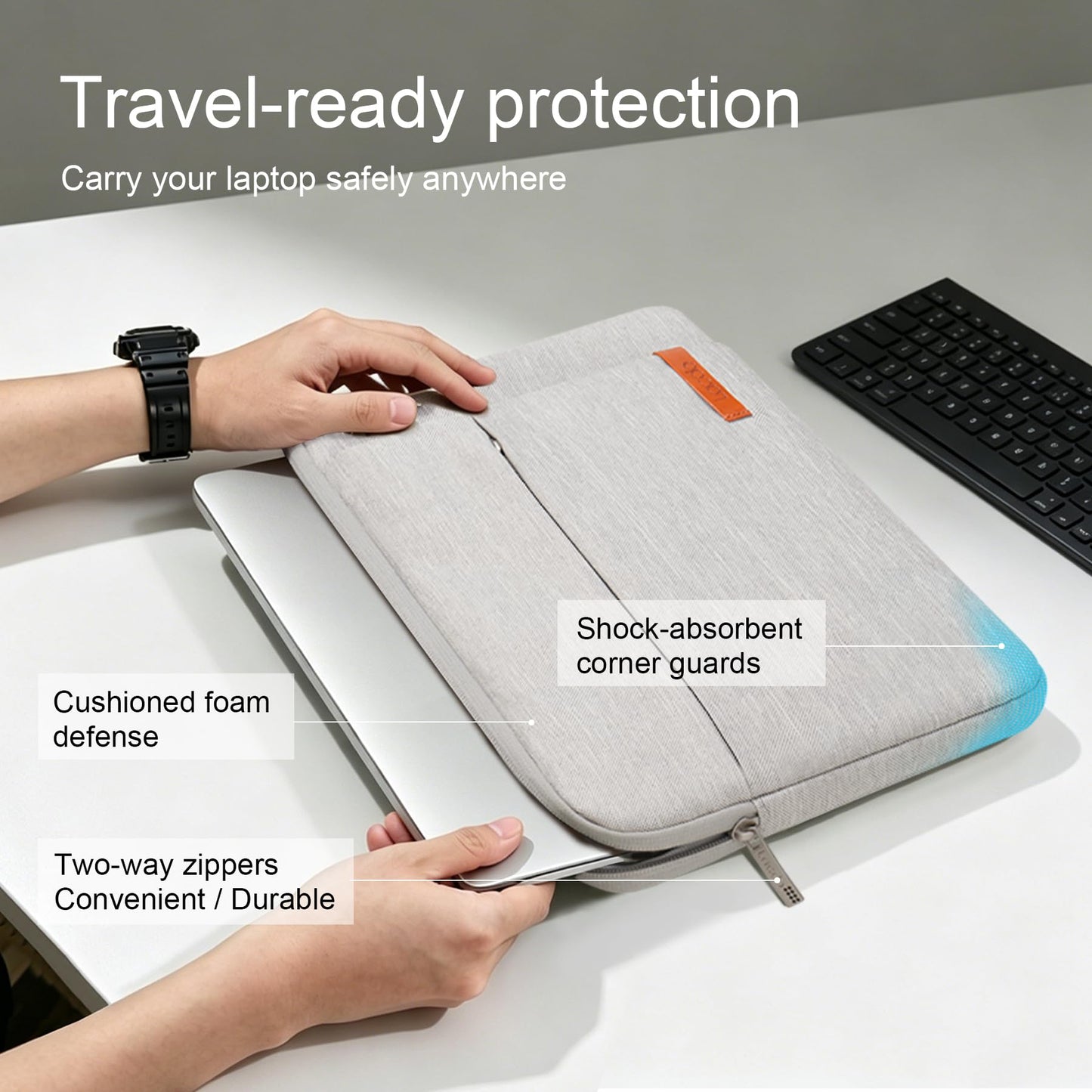 Lacdo Laptop Sleeve Case for 16 inch MacBook Pro M5 Pro/Max A3428 A3429 (2026), M4/M3/M2/M1 A3403 A3186 A2991 A2780 A2485 A2141 | 15 inch Microsoft Surface Laptop 7th Copilot+PC Computer Bag, Gray