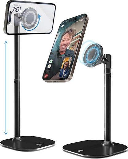 Cooper MagStand - Adjustable Magnetic iPhone Stand for Desk & Phone Holder for Video Recording, Compatible with MagSafe, Stand for iPhone 16 Pro Max, 15/14/13/12, Small Mag Safe Tripod (Night Black)