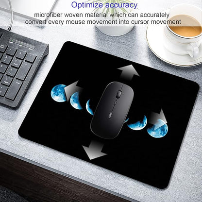Starry Moon Mouse Pad Personalized Moon Phase Design Computer Laptop Non-Slip Rubber Mousepad 9.5x7.9 Inch