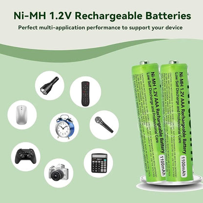 4 Pack NI-MH AAA Rechargeable Battery for Panasonic, 1.2V 1100mah AAA Rechargeable Batteries for Panasonic Cordless Phones Handset, Remote Controls, Electronics