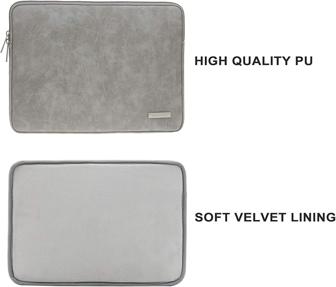 RAINYEAR 15 Inch Laptop Sleeve PU Suede Leather Case Padded Cover Water Resistant Carrying Computer Bag Compatible with 15.4 MacBook Pro/Air, Surface Laptop 3/4 15", New XPS 15 Touch(Gray)