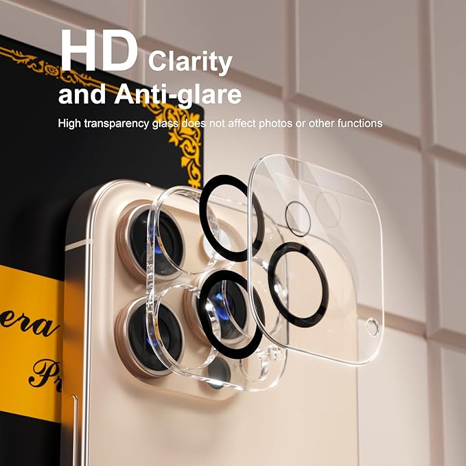 beuxece for 6 Pack iPhone 16 Pro/iPhone 16 Pro Max Camera Lens Protector [Drop Protection] [Case Friendly] [Easy Installation] 9H Tempered Glass Camera Screen Protector Cover Accessories, Clear