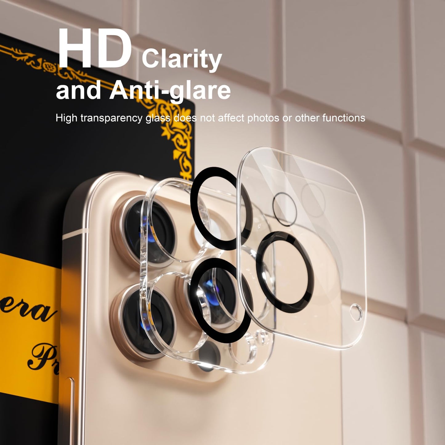 beuxece for 6 Pack iPhone 16 Pro/iPhone 16 Pro Max Camera Lens Protector [Drop Protection] [Case Friendly] [Easy Installation] 9H Tempered Glass Camera Screen Protector Cover Accessories, Clear