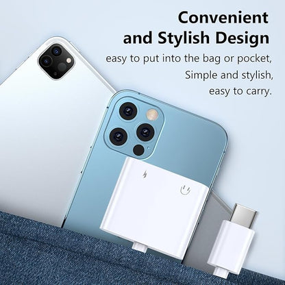 Seulliya USB C to 3.5mm Headphone Jack and Charger Adapter, 2-in-1 Audio & Fast Charging Splitter for Apple iPhone 17/16/15/Pro/Pro Max, iPad, Samsung, Pixel, and More 2Pack