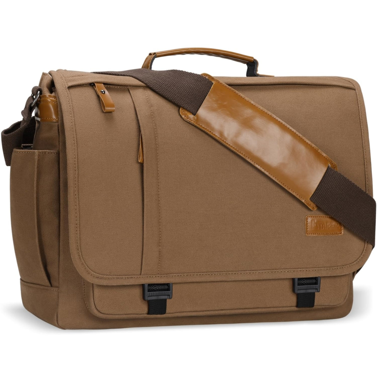 ESTARER 13-14 Inch Laptop Messenger Bag Water-Resistant Canvas Shoulder Bag for Business College, Grey