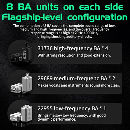 CCA KZ AS16 PRO in Ear Monitor Headphones 16BA Balanced Armature Drivers HiFi IEM Earphones High Clarity Gaming Earbuds for Musicians Singers Audiophile Dj Drummers