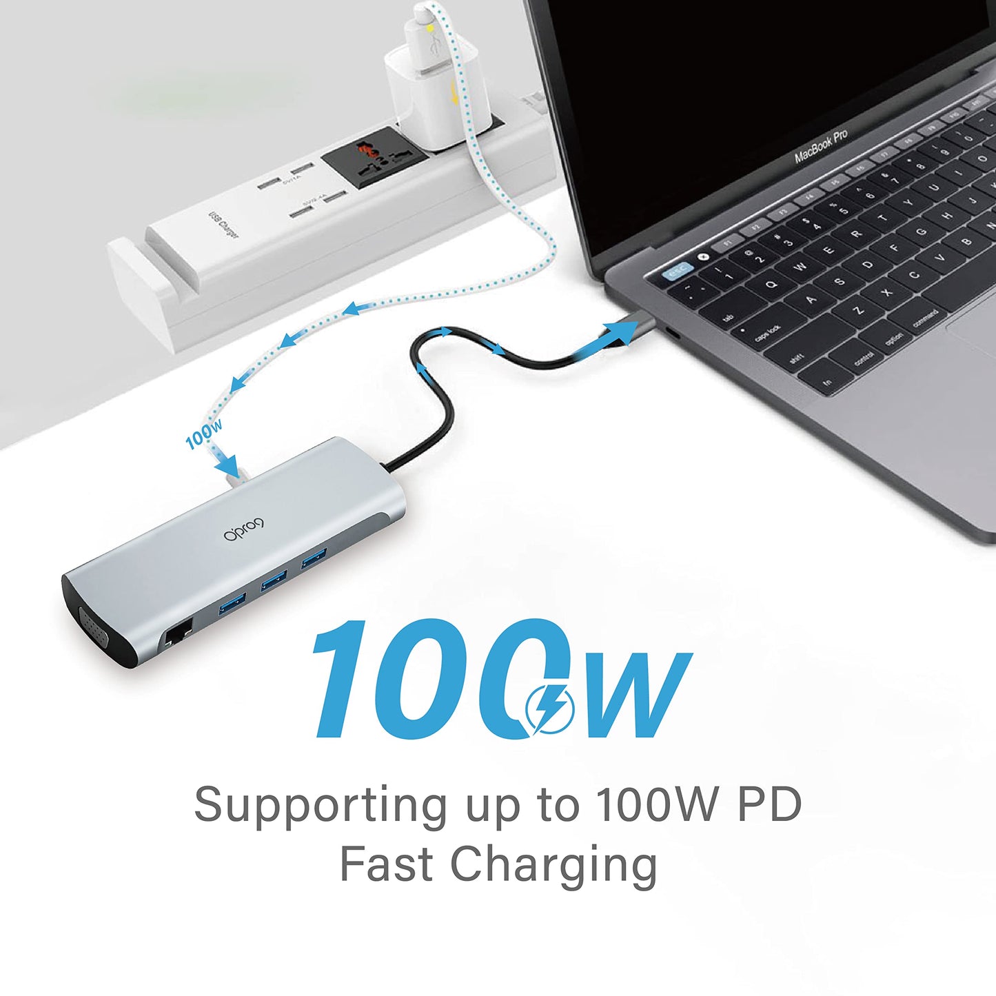 Opro9 10-in-1 USB C Hub Multiport Adapter, Laptop Docking Station Dual 4K HDMI / 1080P VGA, USB 3.0, PD 100W, Gigabit Ethernet, SD/TF Card Reader, 3.5mm Audio Jack, for Windows & MacBook PC, Laptops