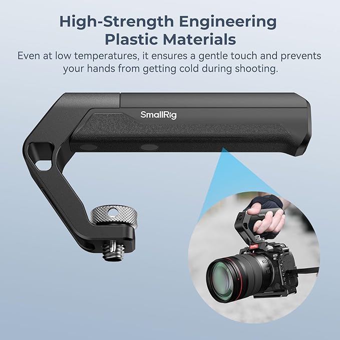 SMALLRIG Lightweight Top Handle with 3/8"-16 Locating Pins for ARRI, Tiny Camera Top Handle Only 113g, High-Strength Engineering Plastic Handle with Two Cold Shoe Mounts - 4757