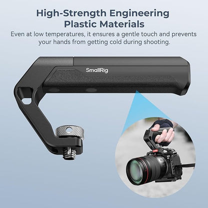 SMALLRIG Lightweight Top Handle with 3/8"-16 Locating Pins for ARRI, Tiny Camera Top Handle Only 113g, High-Strength Engineering Plastic Handle with Two Cold Shoe Mounts - 4757