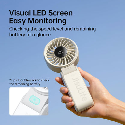 JISULIFE Portable Handheld Fan Life7: 3-in-1 Hand, Desk & Neck Fan-Gery