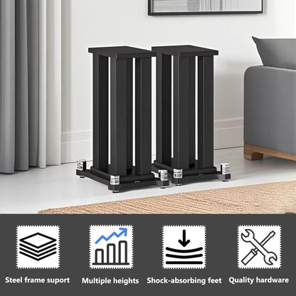 A Pair of Speaker Stands, Bookshelf Speaker Stand Steel Frame Support for Speakers up to 40 kg, Vibration-Absorbing MDF Design, Studio Monitor Stands Improves Sound Quality (70cm/27.5in)