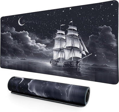 Lokigo Desk Pad, Office Desk Mat, Extended Large Gaming Mouse Pad, Desk Decor Mousepad Keyboard Writing Mat with Non-Slip Rubber Base for Office Laptop Gaming Home, 31.5"x15.7", Nautical Sailboat