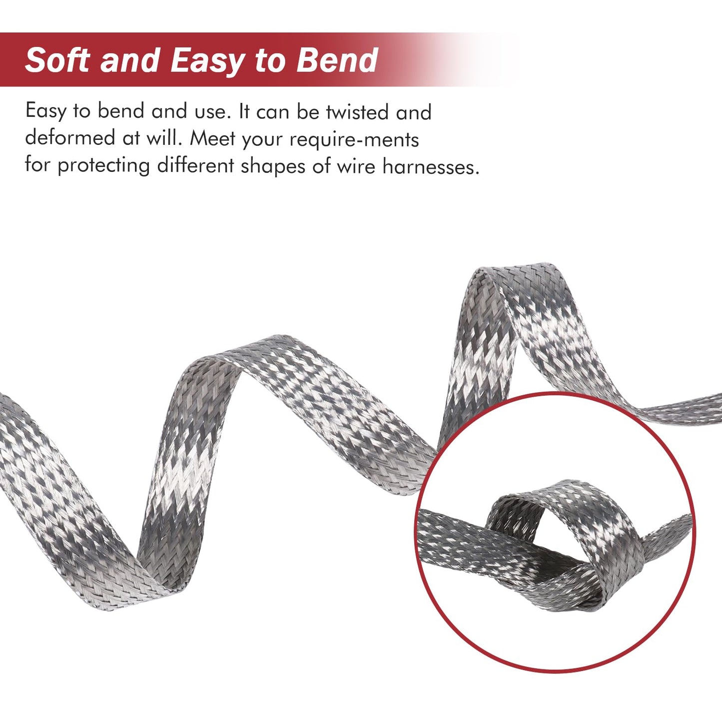 BuyUneed Tinned Copper Metal Braid Sleeving Wire Shielding 1/2inch-13ft