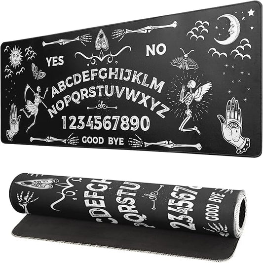 Mysterious Spirit Goth Gaming Mouse Pad 31.5x11.8 Inch Large Desk Mat Black Extended Pads Big Mousepad Non-Slip Rubber Base Keyboard Mat with Stitched Edges for Gaming Laptop Computer PC Desktop