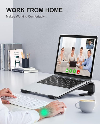 Soqool Laptop Stand for Desk, Ergonomic Detachable Laptop Riser, Aluminum MacBook Stand, Compatible with 12-17'' All Laptops Such as MacBook Pro/HP/Dell/Lenovo, Black