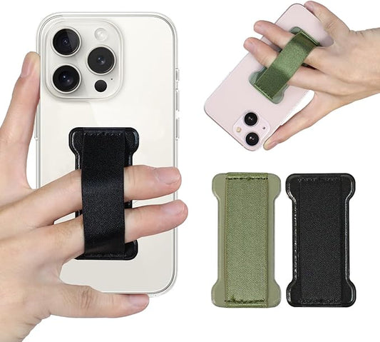 WUOJI Universal Phone Grip for Smartphones - Phone Holder for Hand for Back of Phone - Wireless Charging Compatible - 2Pack(Black Green)