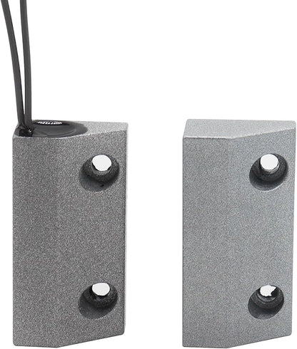 Magnetic Reed Switch Wired Surface Mount Normally Closed NC Contact Sensor Alarm Magnetic Door Switch with 2 Wires, Zinc Alloy Sliver, MC-56
