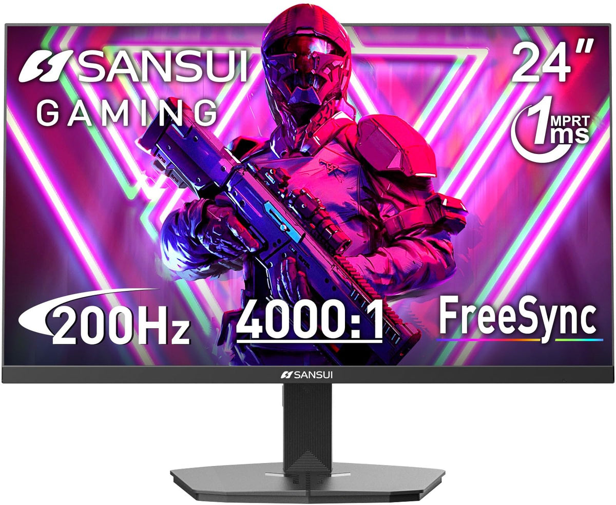 SANSUI 24 Inch Gaming Monitor 200Hz 1Ms FreeSync HDR 110% sRGB FHD 1080P