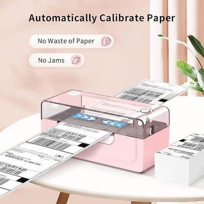 JADENS Bluetooth Thermal Label Printer 4x6, Pink Wireless Shipping Label Printer for Small Business & Packages, Compatible with iOS, Android, Mac, Windows, Amazon, Etsy, Ebay, Shopify