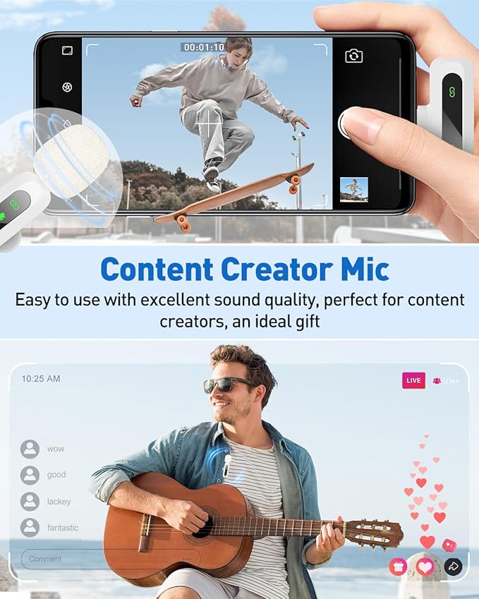 USB C Lavalier Microphone Wireless Mini Mic for Type-C Android Phone/Tablet/PC Video Recording Clip-on Mics with Rotatable Clip&Denoise Recording, Ideal for Vlog Tiktok YouTube Content Creator, White