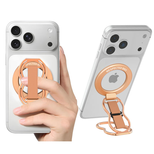 RESPECTED-BRO-3-PCS-Elastic-Strap for Magnetic Phone Grip Stand with Finger Strap, 4-in-1 Magnetic Ring Holder, Kickstand and Elastic Strap for Smartphones (Rose Gold)