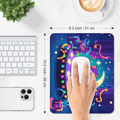ITNRSIIET Mouse Pad Non-Slip Rubber Base Smooth Surface Stitched Edges Waterproof Durable Compatible with All Mice for Office & Gaming, Desk Accessory, 10.2x8.3x0.12 inch, PixelPartyCat