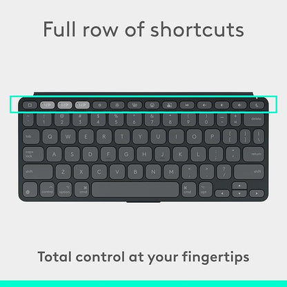 Logitech Keys-to-GO 2 Portable Wireless iPad Keyboard with Built-in Cover, Slim and Compact Bluetooth Keyboard for iPad, iPhone, Mac, and Apple TV, Easily Switch with Devices - Graphite