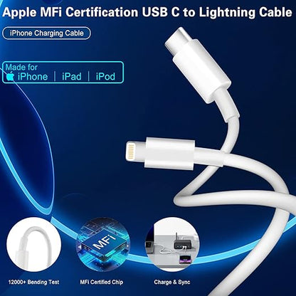 Fast Charger iPhone, Dual Port A/C Charging Adapter, 2Pack Quick Double Wall Charger Block, Apple Charger Block 10FT USBC to Lightning Cable for iPhone 14/13/12/11/ProMax/XS/XR