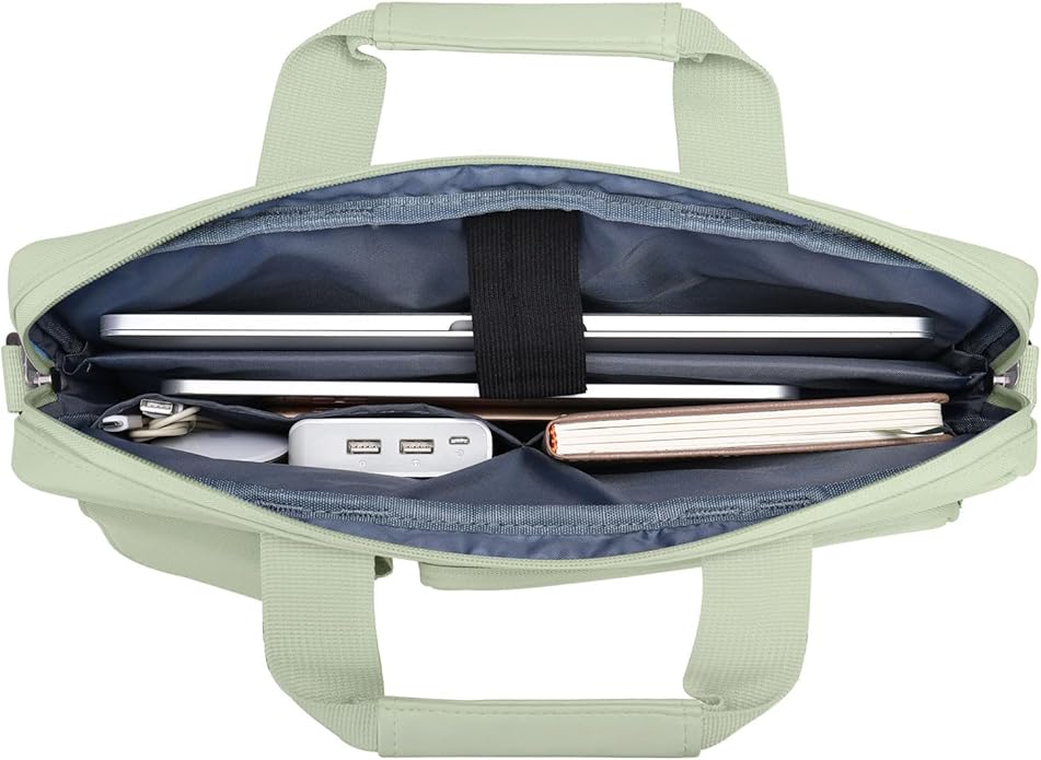 MOSISO Laptop Shoulder Bag, Computer Bag with 2 Raised&1 Flapover&1 Horizontal Pocket&Handle&Belt