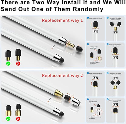 Stylus Pen for Touchscreen,5 PCS Stylus,Stylus 2-in-1 High Sensitivity Precision Suitable for All Touch Screens of iPhone/ipad/Android Tablet(White)
