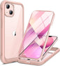 Miracase Compatible with iPhone 13 case 6.1 inch, [Glass Instead Plastic] with Built-in 9H Tempered Glass Screen Protector for iPhone 13,2023 Upgrade Full-Body Glass Clear Case,Crystal Pink