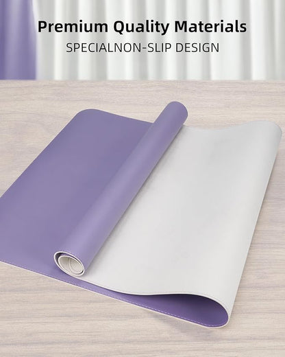 Leather Desk Pad Protector,Desk Mat,Large Mouse Pad, Non-Slip Desk Pad, Waterproof PU Leather Desk Blotter Mat, Desk Cover for Office and Home (Light Purple, 36" x 17")